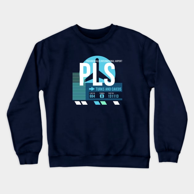 Turks and Caicos (PLS) Airport // Sunset Baggage Tag Crewneck Sweatshirt by Now Boarding